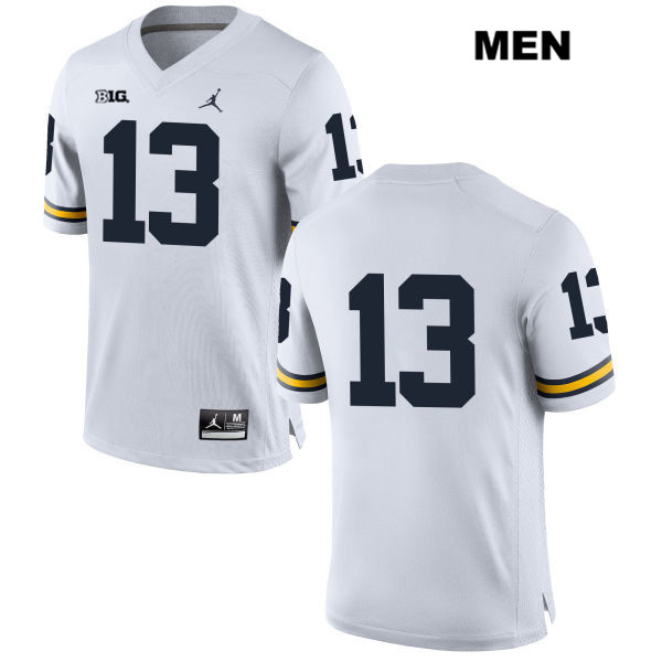 Men's NCAA Michigan Wolverines Eddie McDoom #13 No Name White Jordan Brand Authentic Stitched Football College Jersey GU25E68WP